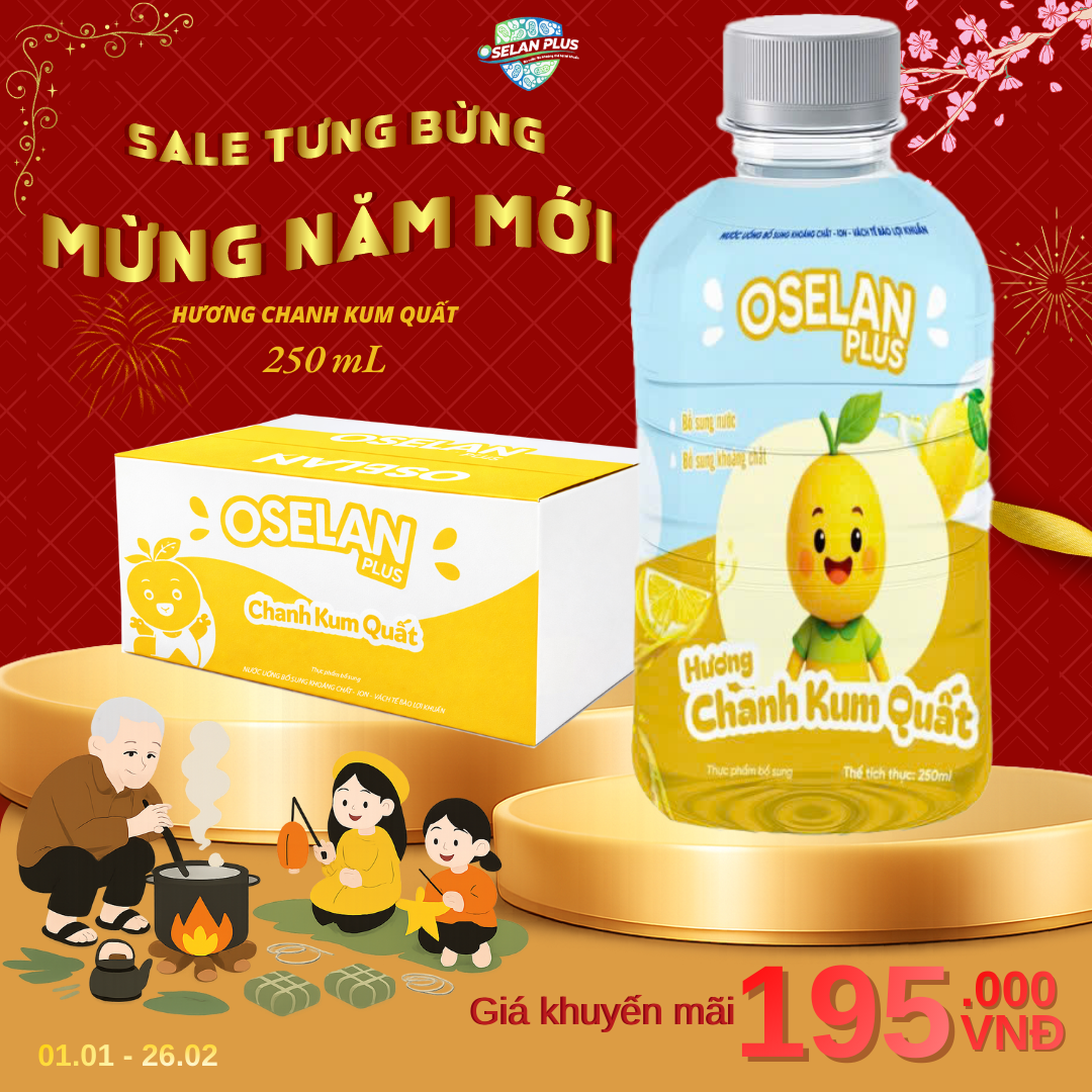 Oselan Plus Chanh Kum Quất 250mL – Bù Khoáng Nhanh, Giải Nhiệt Tức Thì, Khỏe Khoắn Mỗi Ngày